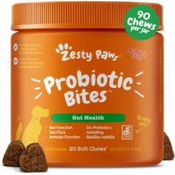 Zesty Paws Probiotic Bites Pumpkin Flavored Soft Chews Gut Flora & Digestive Supplement For Dogs
