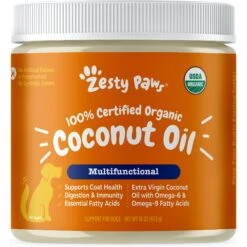 Zesty Paws Coconut Oil Skin & Coat Digestive Liquid Topper Supplement For Dogs
