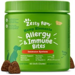 Zesty Paws Hemp Elements Aller-Immune Bites Cheese Flavored Soft Chews Allergy & Immune Supplement For Dogs