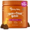 Zesty Paws Skin & Coat Bites Bacon Flavored Soft Chews Omega Fish Oil Supplement For Dogs
