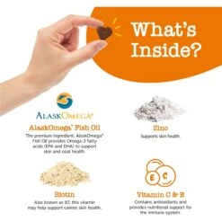 Zesty Paws Skin & Coat Bites Bacon Flavored Soft Chews Omega Fish Oil Supplement For Dogs -Zesty Paws 154828 PT2. AC SS1800 V1701932419