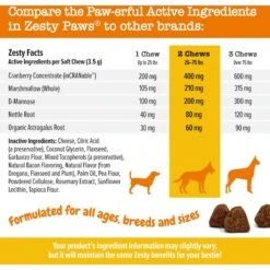 Zesty Paws Urinary Tract Bites Bacon Flavored Soft Chews Cranberry Bladder Kidney Supplement For Dogs -Zesty Paws 154832 PT5. AC SS1800 V1699634654