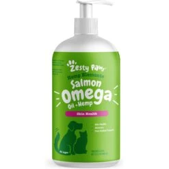 Zesty Paws Hemp Elements Salmon Oil Liquid Skin & Coat Supplement For Dogs & Cats