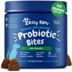 Zesty Paws Advanced Probiotic Bites Chicken Flavored Soft Chews Digestive Supplement For Senior Dogs