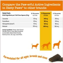 Zesty Paws Lil' Zesties Calming Squares Chicken Flavored Soft Chews Supplement For Dogs -Zesty Paws 249404 PT5. AC SS1800 V1696449692