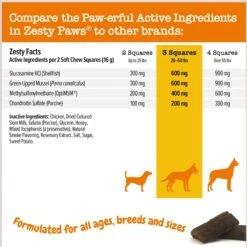 Zesty Paws Lil' Zesties Mobility Squares Chicken Flavored Soft Chews Glucosamine Hip & Joint Supplement For Dogs -Zesty Paws 249406 PT4. AC SS1800 V1696960852