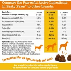 Zesty Paws Salmon Bites Bacon Flavored Soft Chews Skin & Coat Supplement For Dogs, 90 Count -Zesty Paws 249411 PT4. AC SS1800 V1703623872