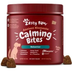 Zesty Paws Ancient Elements Hemp Calming Bites Bison Flavored Soft Chews Supplement For Dogs