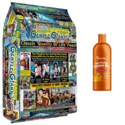 Gentle Giants Natural Non-GMO Dog & Puppy Chicken Dry Dog Food & Zesty Paws Wild Alaskan Salmon Oil Liquid Skin & Coat Supplement For Dogs & Cats