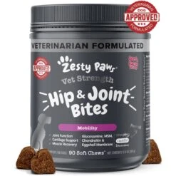 Zesty Paws Vet Strength Hip & Joint Soft Chews Glucosamine Mobility Supplement For Dogs