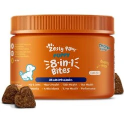 Zesty Paws Puppy 8-in-1 Chicken Flavor Soft Chews Multivitamin Supplement For Dogs & Zesty Paws Wild Alaskan Salmon Oil Liquid Skin & Coat Supplement For Dogs & Cats -Zesty Paws 662790 PT5. AC SS1800 V1701878416