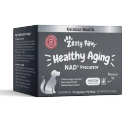 Zesty Paws Healthy Aging NAD+ Precursor Cellular Energy, Brain, & Heart Supplement + Probiotic Pill Wrap For Dogs