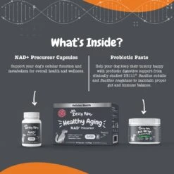 Zesty Paws Healthy Aging NAD+ Precursor Cellular Energy, Brain, & Heart Supplement + Probiotic Pill Wrap For Dogs -Zesty Paws 945862 PT6. AC SS1800 V1700689363
