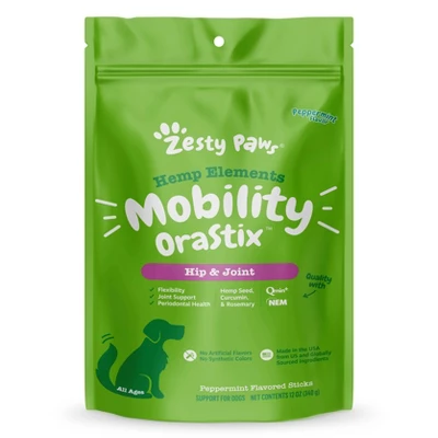 Zesty Paws Hemp Elements Hip & Joints Mobility OraStix For Dogs - Peppermint Flavor 3 Zesty Paws Hemp Elements Hip & Joints Mobility OraStix For Dogs - Peppermint Flavor - Image 3